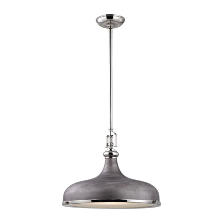 Elk Lighting 57082/1 Rutherford 1 Light Pendant In Polished Nickel And Weathered Zinc