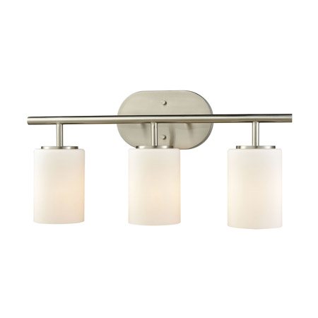 Elk Lighting 57132/3 3-Light Vanity Lamp in Satin Nickel with White Glass