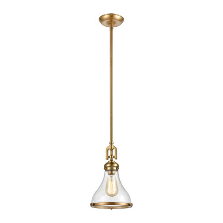 Elk Lighting 57370/1 1-Light Mini Pendant in Satin Brass with Seedy Glass