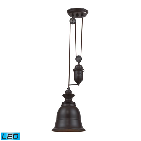 Elk Lighting 65070-1-LED Farmhouse 1 Light Adjustable LED Pendant In Oiled Bronze
