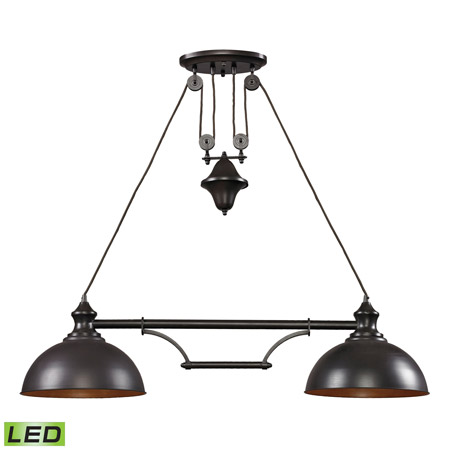 Elk Lighting 65150-2-LED 2-Light Island Light in Oiled Bronze with Matching Shade - Includes LED Bulbs