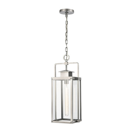 Elk Lighting 89174/1 1-Light Outdoor Pendant in Antique Brushed Aluminum with Clear Glass Enclosure