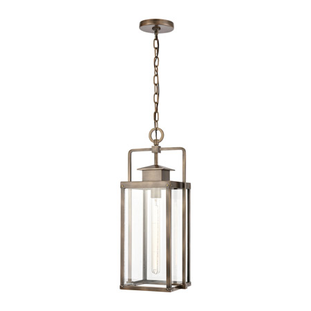 Elk Lighting 89184/1 1-Light Outdoor Pendant in Vintage Brass with Clear Glass Enclosure