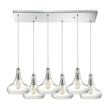 Elk Lighting 10422/6RC Orbital 6 Light Pendant In Polished Chrome And Clear Glass
