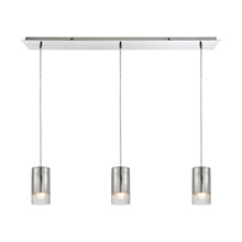 Elk Lighting 10570/3LP 3-Light Linear Mini Pendant Fixture in Chrome with Chrome-plated and Clear Crackle Glass