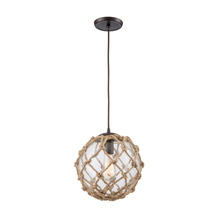 Elk Lighting 10715/1 1-Light Mini Pendant in Oiled Bronze with Rope and Clear Glass