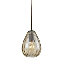 Elk Lighting 10780/1 1-Light Mini Pendant in Oil Rubbed Bronze with Champagne-plated Water Glass