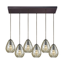 Elk Lighting 10780/6RC 6-Light Rectangular Pendant Fixture in Oil Rubbed Bronze with Champagne-plated Water Glass