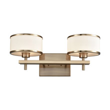 Elk Lighting 11616/2 2-Light Vanity Lamp in Satin Brass with Opal White Glass