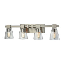 Elk Lighting 11983/4 4-Light Vanity Lamp in Satin Nickel with Square-to-Round Clear Glass