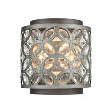 Elk Lighting 12160/2 2-Light Sconce in Weathered Zinc and Matte Silver with Crystal and Metalwork Shade