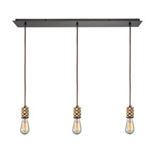 Elk Lighting 14391/3LP Camley 3 Light Pendant In Polished Gold And Oil Rubbed Bronze