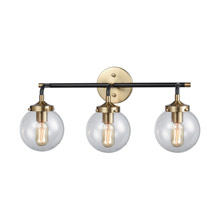 Elk Lighting 14428/3 3-Light Vanity Lamp in Matte Black and Antique Gold with Sphere-shaped Glass