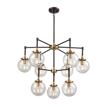 Elk Lighting 14438/6+3 9-Light Chandelier in Matte Black and Antique Gold with Sphere-shaped Glass