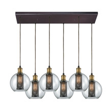 Elk Lighting 14530/6RC 6-Light Rectangular Pendant Fixture in Oiled Bronze with Clear Glass and Cage