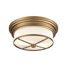 Elk Lighting 15055/2 2-Light Flush Mount in Classic Brass with White Glass