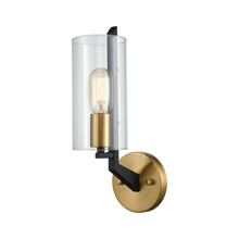 Elk Lighting 15310/1 1-Light Wall Lamp in Matte Black and Satin Brass with Clear Glass