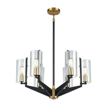 Elk Lighting 15315/6 6-Light Chandelier in Matte Black and Satin Brass with Clear Glass