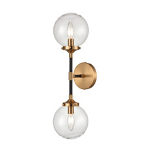Elk Lighting 15340/2 2-Light Sconce in Matte Black and Antique Gold with Clear Glass