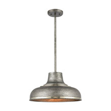 Elk Lighting 15575/1 1-Light Pendant in Polished Nickel with Textured Silvery Gray Metal Shade