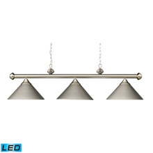 Elk Lighting 168-SN-LED Casual Traditions 3 Light LED Billiard In Satin Nickel With Matching Metal Shades