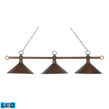 Elk Lighting 182-AC-M2-LED Designer Classics 3 Light LED Billiard In Antique Copper With Hand Hammered Iron Shades
