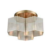 Elk Lighting 21111/3 3-Light Semi Flush in Satin Brass with Perforated Metal Shade