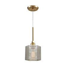 Elk Lighting 21112/1 1-Light Mini Pendant in Satin Brass with Perforated Metal Shade