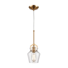 Elk Lighting 21171/1 1-Light Mini Pendant in Satin Brass with Clear Glass
