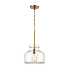 Elk Lighting 30110/1 1-Light Pendant in Satin Brass with Clear Glass