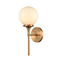 Elk Lighting 30140/1 1-Light Sconce in Satin Brass with White Feathered Glass