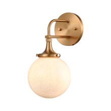 Elk Lighting 30141/1 1-Light Vanity Light in Satin Brass with White Feathered Glass