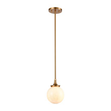 Elk Lighting 30145/1 1-Light Mini Pendant in Satin Brass with White Feathered Glass