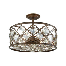 Elk Lighting 31092/4 4-Light Semi Flush in Weathered Bronze with Champagne-plated Crystals