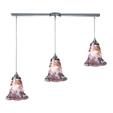 Elk Lighting 31342/3L-VPUR 3-Light Linear Pendant Fixture in Polished Chrome with Multi-colored Swirl Glass