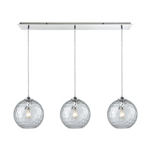Elk Lighting 31380/3LP-CLR 3-Light Linear Mini Pendant Fixture in Chrome with Hammered Clear Glass