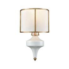 Elk Lighting 33050/1 1-Light Sconce in White and Antique Gold Leaf with White Fabric Shade