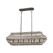 Elk Lighting 33192/6 6-Light Linear Chandelier in Washed Gray and Malted Rust with Strung Beads