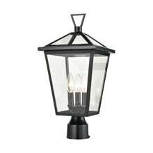 Elk Lighting 45475/3 3-Light Outdoor Post Mount in Black with Clear Glass Enclosure