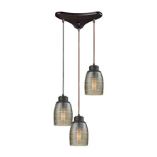 Elk Lighting 46216/3 3-Light Triangular Pendant Fixture in Oil Rubbed Bronze with Champagne-plated Spun Glass