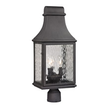 Elk Lighting 47075/3 Forged Jefferson 3 Light Outdoor Post Lamp In Charcoal