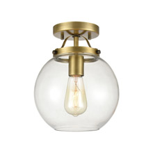 Elk Lighting 47184/1 1-Light Semi Flush in Brushed Antique Brass with Clear Glass