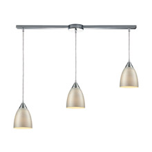 Elk Lighting 56530/3L 3-Light Linear Mini Pendant Fixture in Polished Chrome with Silver Linen Glass