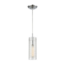 Elk Lighting 56595/1 1-Light Mini Pendant in Polished Chrome with Clear Etched Glass