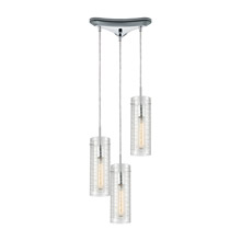 Elk Lighting 56595/3 3-Light Triangular Pendant Fixture in Polished Chrome with Clear Etched Glass