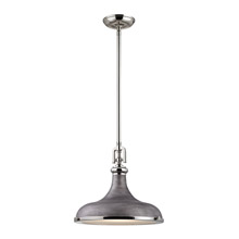 Elk Lighting 57081/1 Rutherford 1 Light Pendant In Polished Nickel And Weathered