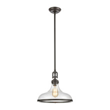 Elk Lighting 57361/1 1-Light Pendant in Oil Rubbed Bronze with Seedy Glass