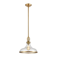 Elk Lighting 57371/1 1-Light Pendant in Satin Brass with Seedy Glass