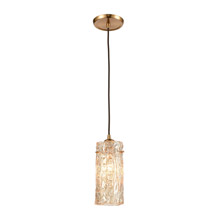 Elk Lighting 60235/1 1-Light Mini Pendant in Satin Brass with Heavily Textured Amber Glass