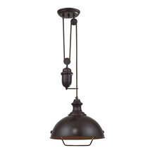 Elk Lighting 65071-1 1-Light Adjustable Pendant in Oiled Bronze with Matching Shade